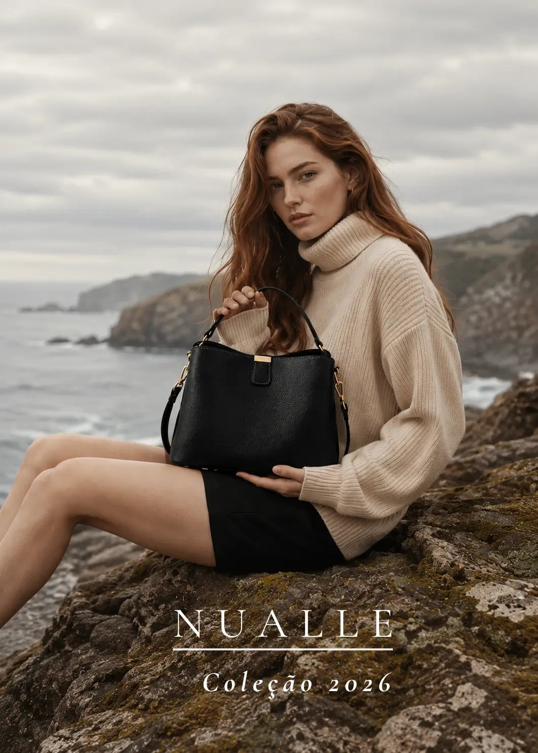 Bolsa feminina preta em couro — Nualle mobile