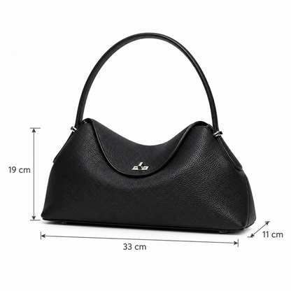 Dimensões da Bolsa de Mão Calla Preta: 33 por 11 por 19 centímetros