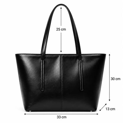 Medidas da Bolsa Tote Élise Preta: 33 x 30 x 13 cm e alças de 25 cm