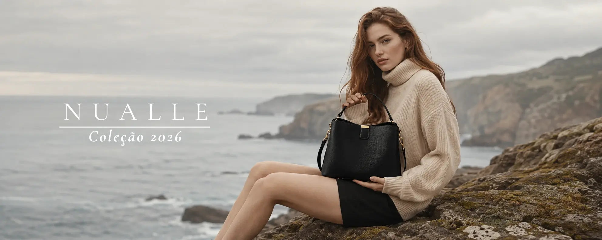 Bolsa feminina preta em couro premium — Nualle