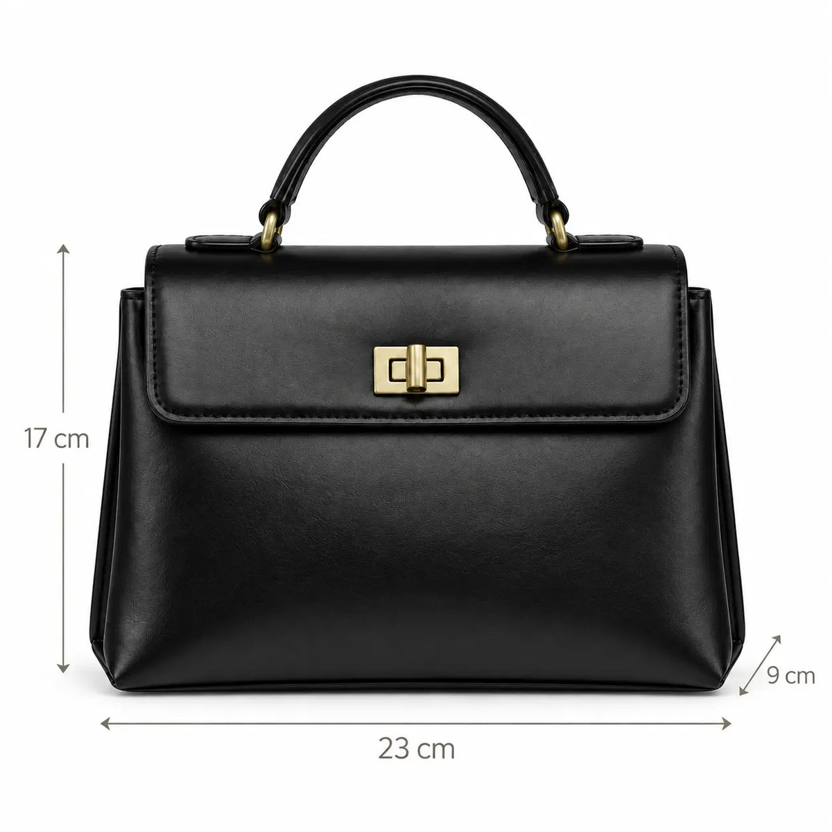 Dimensões da Bolsa Louise Preta: 23 por 9 por 17 centímetros