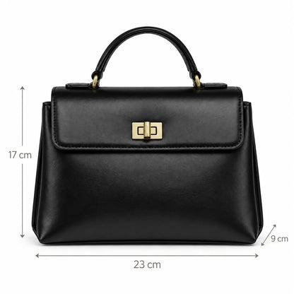 Dimensões da Bolsa Louise Preta: 23 por 9 por 17 centímetros