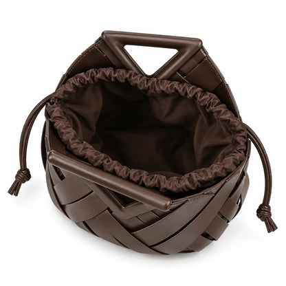 Interior da Bolsa Iris Coffee com bolsa interna e fechamento ajustável por cordão