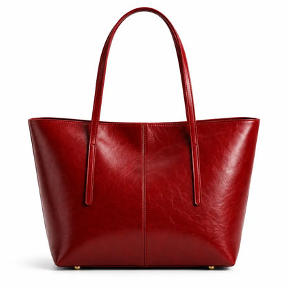 Bolsa Tote Élise Red em couro vermelho, vista frontal em fundo branco