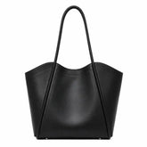 Bolsa Tote Zoé Preta em Couro Genuíno — vista frontal fundo branco