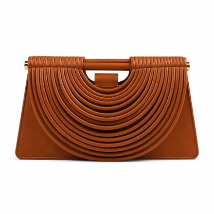 Bolsa Trançada Maya Marrom - Vista Frontal Design Trançado Semicircular - Nualle