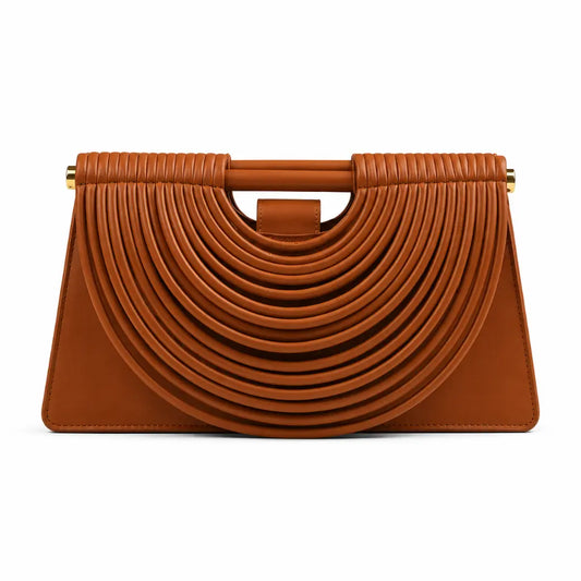 Bolsa Trançada Maya Marrom - Vista Frontal Design Trançado Semicircular - Nualle